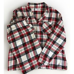 Old Navy Women XL Flannel Pajama Set Red Plaid Cotton Button Top Pants
